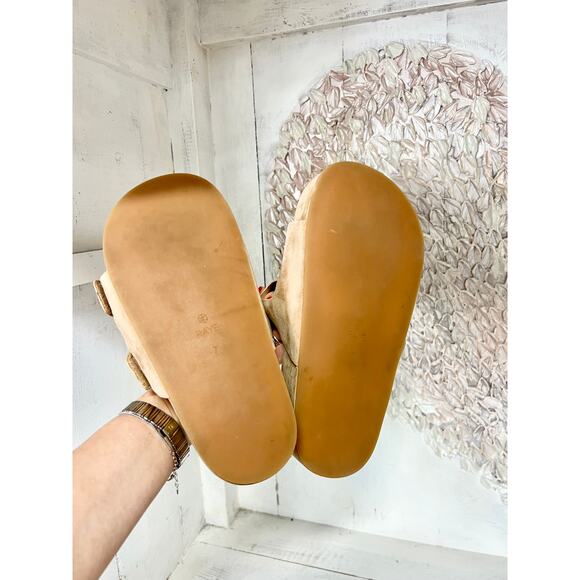 Raye Sabot Suede Slip On Double Strap Wedge Platform Sandals Tan Women's Size 7 - Picture 8 of 9
